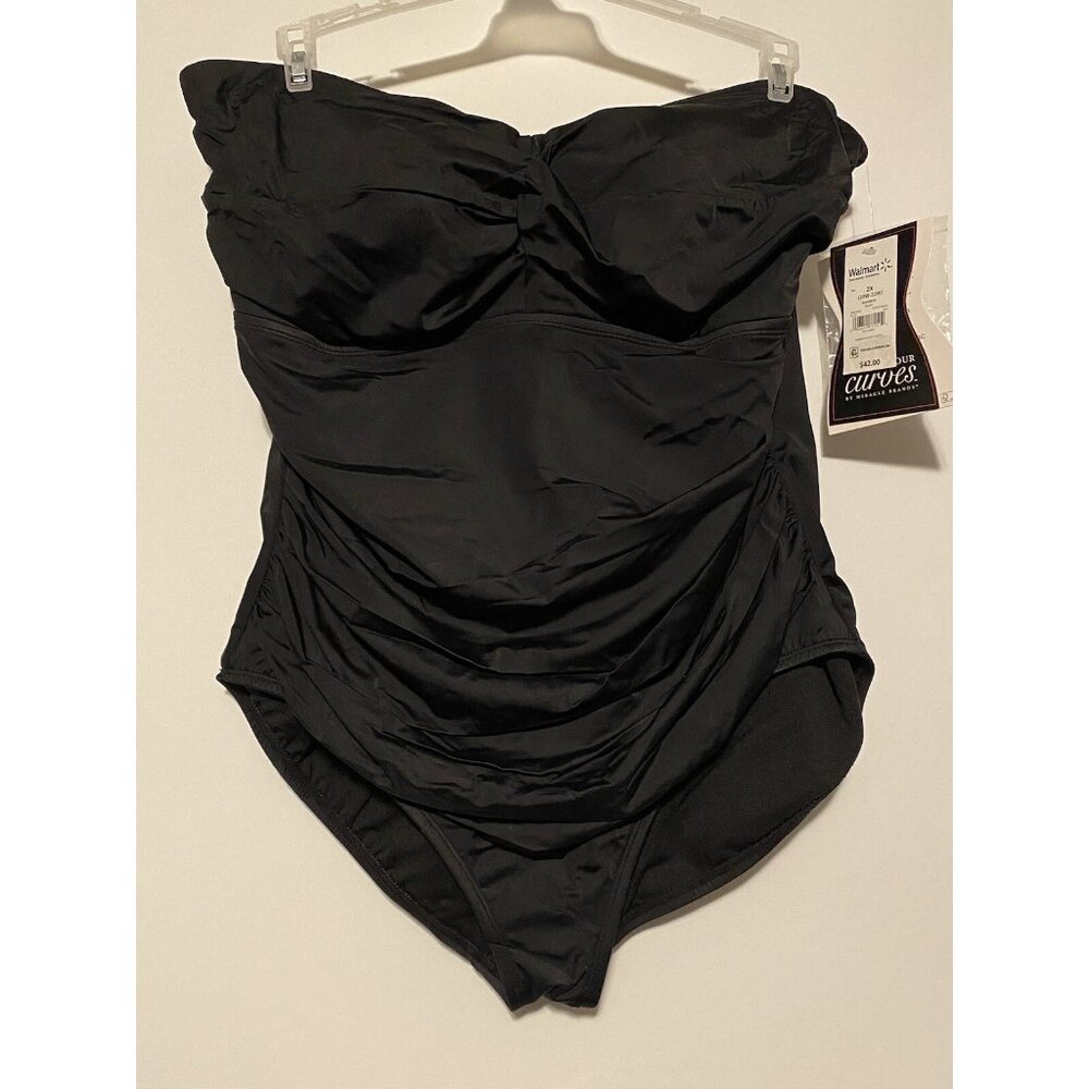Embrace Your Curves Women's 1X Slimming Black Removable Strap Swimsuit NEW NWT